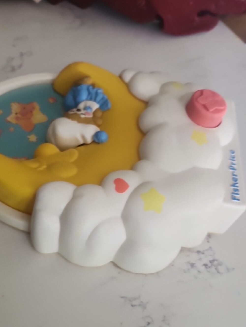 Vintage 1985 Fisher-Price Yellow Moon & White Cloud Musical Sleep Toy - Picture 5 of 6